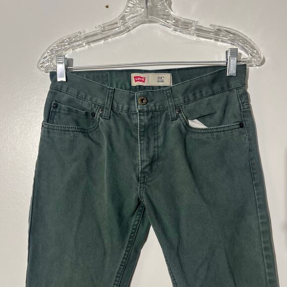Levi 511 Slim Straight Leg‎ Green 5 Pocket Jean Pants Womans 16 Regular 28x28 - Picture 2 of 8